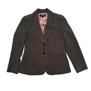 Kasper Black Houndstooth 3-Button Blazer Jacket Womens 8 Pockets Business Office